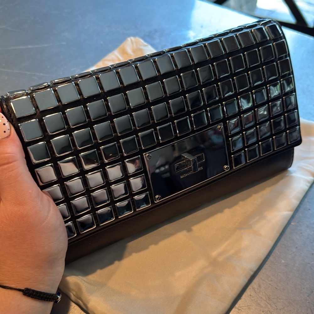 Michael Kors clutch! Such a unique bag as it has small mirror tiles on front